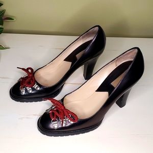 Michael Kors | Black Leather Pumps with Red Laces Sz 6.5